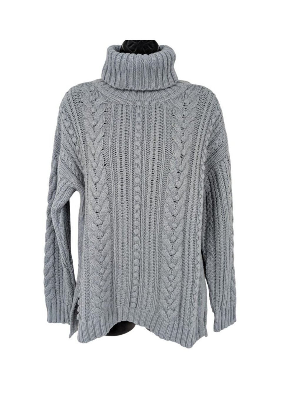 Ann Taylor Turtleneck Chunky Cable Knit Sweater Pullover Cozy Minimalist Large